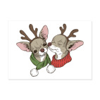 Виниловая наклейка, прямоугольник (10 х 7 см) собаки в костюмах оленей