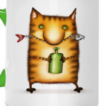 Кот с бутылкой