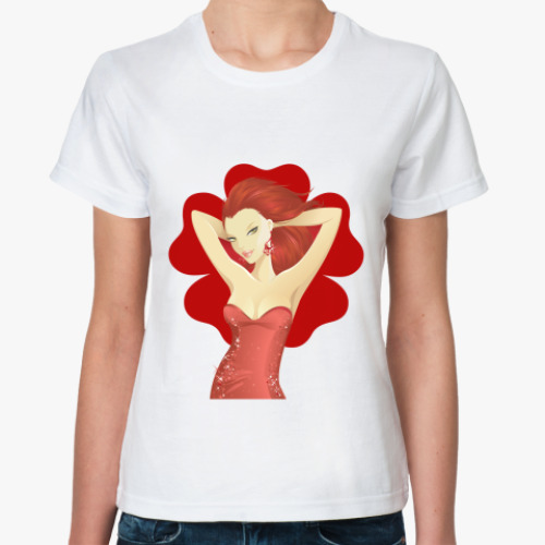 Классическая футболка с принтом Девушка
