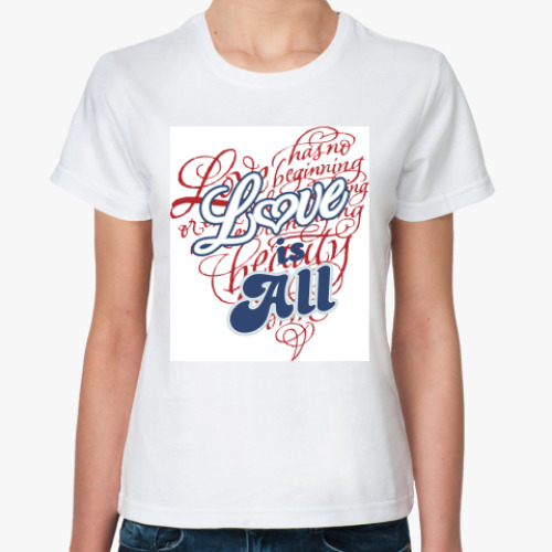Классическая футболка с принтом Love