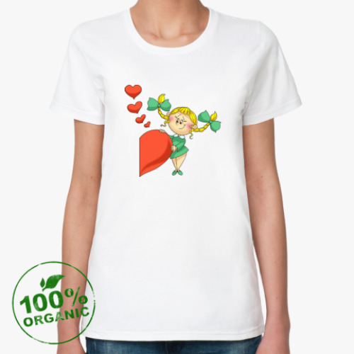 Женская футболка из органик-хлопка с принтом ПОЛОВИНКА ДЕВОЧКА