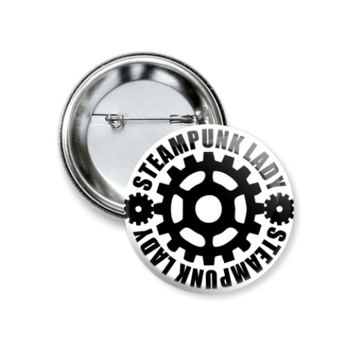 Значок 37мм с принтом  'Стимпанк леди'