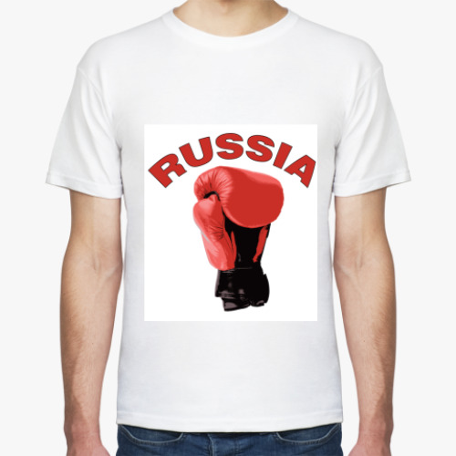 Футболка с принтом  Россия бокс