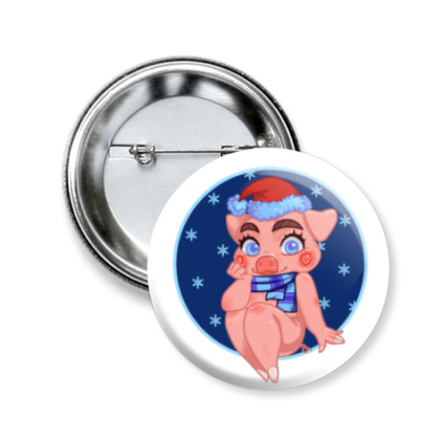 Значок 50мм с принтом свинка