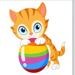   котик с мячиком