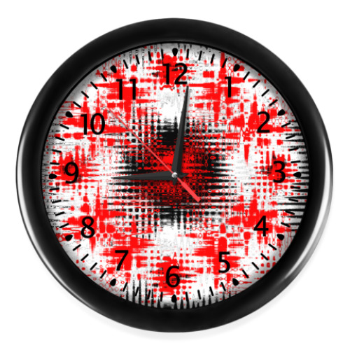 Настенные часы с принтом Черно красная абстракция