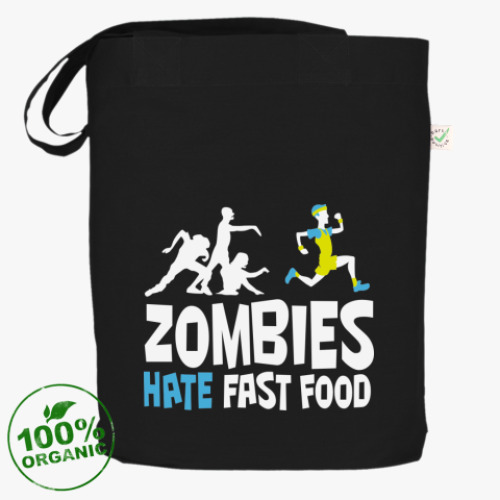 Сумка шоппер с принтом 'Zombies hate fast food'