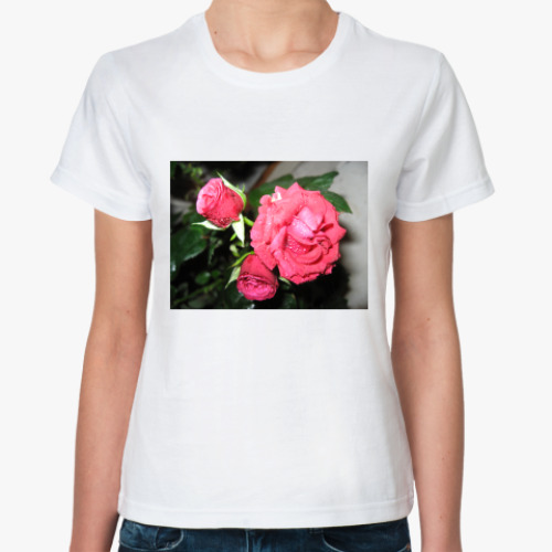 Классическая футболка с принтом  Розы