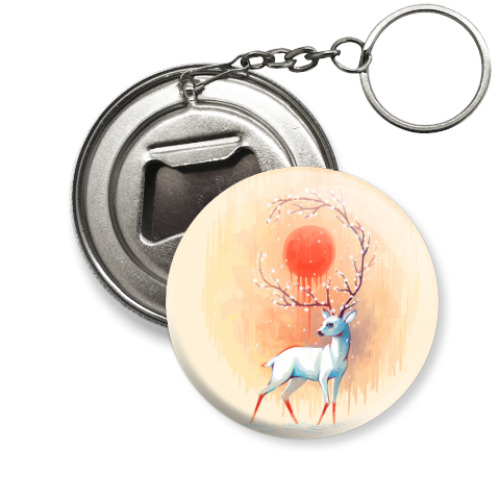 Брелок-открывашка с принтом Дух весны белый олень