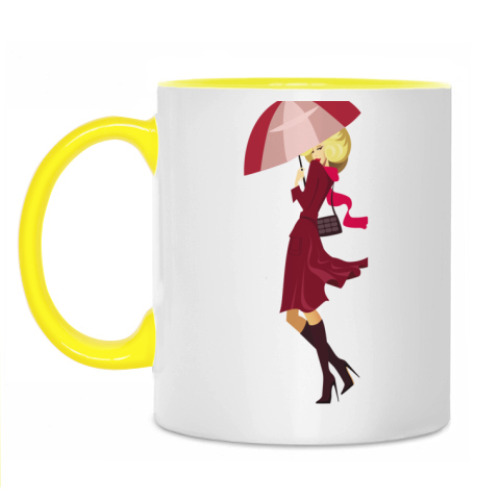 Кружка с принтом Девушка под зонтом