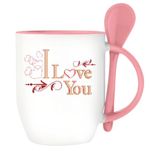 Кружка с ложкой с принтом Мишка Тедди