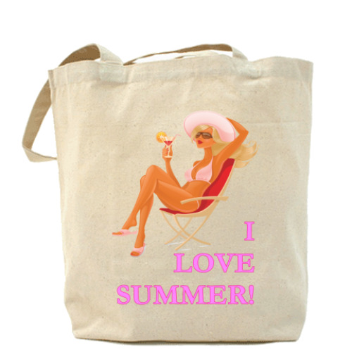 Сумка шоппер с принтом I love summer (Я люблю лето)