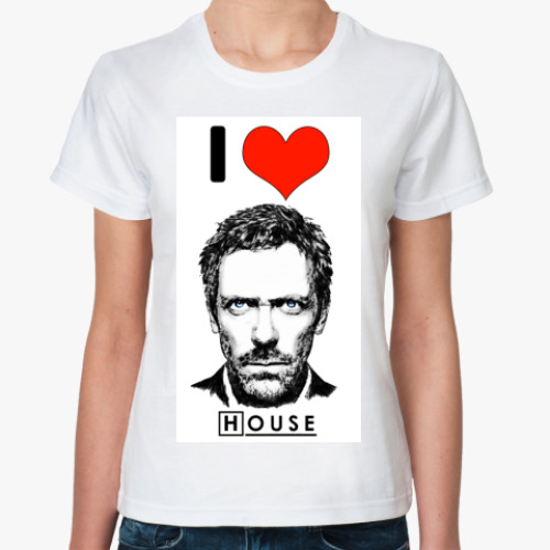 Классическая футболка с принтом Хаус