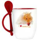 Кружка с ложкой Я люблю Хомяка