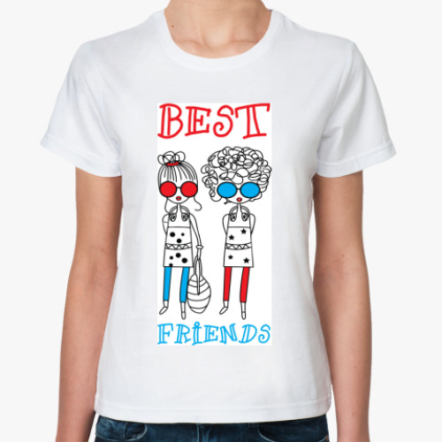 Классическая футболка с принтом Best friends