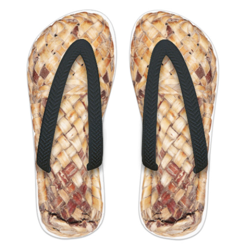 Шлепанцы (сланцы) с принтом Лапти