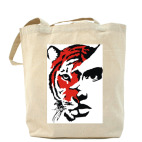 Холщовая сумка шоппер Тигр красный