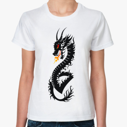 Классическая футболка с принтом Дракон