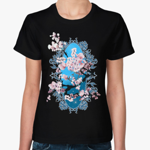 Женская футболка с принтом Цветущая сакура
