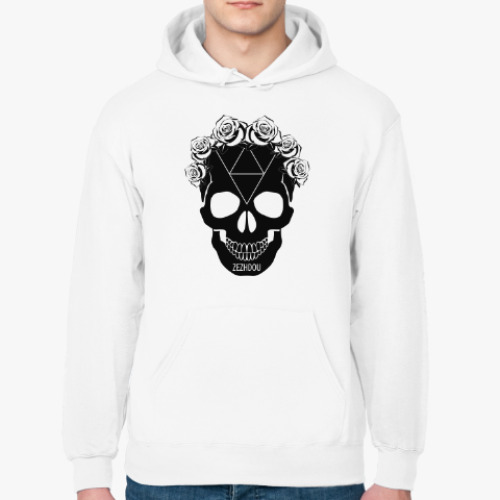 Толстовка худи с принтом череп с розами