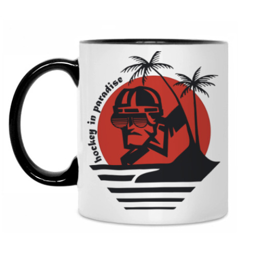 Кружка с принтом hockey in paradise