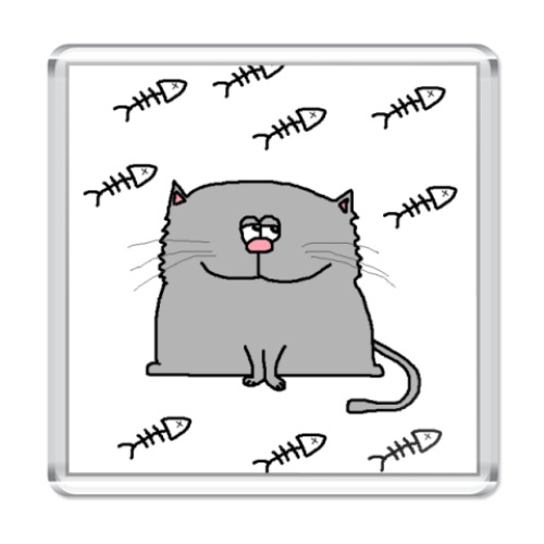 Магнит с принтом   Довольный кот