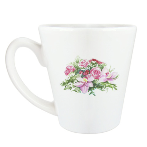 Чашка Латте с принтом Букет для мамы