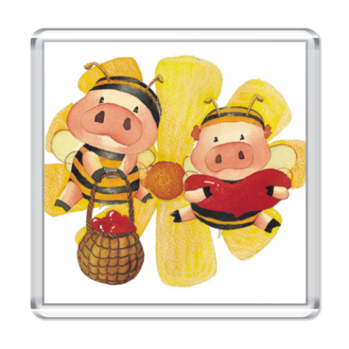 Магнит с принтом pigs