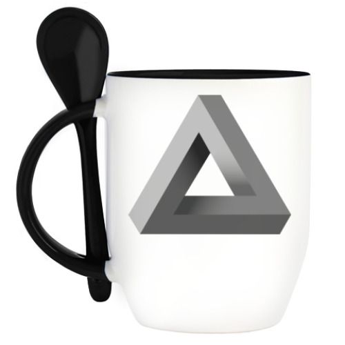 Кружка с ложкой с принтом Невозможный Треугольник 3D