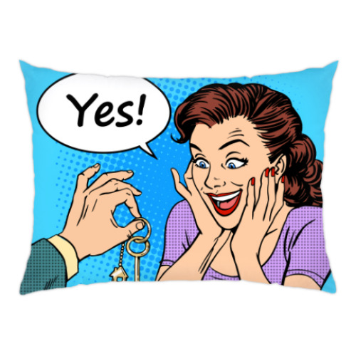 Подушка с принтом Yes!