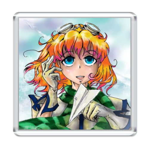 Магнит с принтом Бумажный самолетик