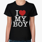 Классическая женская футболка I love my boy