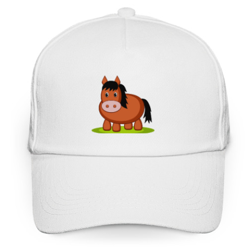 Кепка бейсболка с принтом Лошадка на лугу