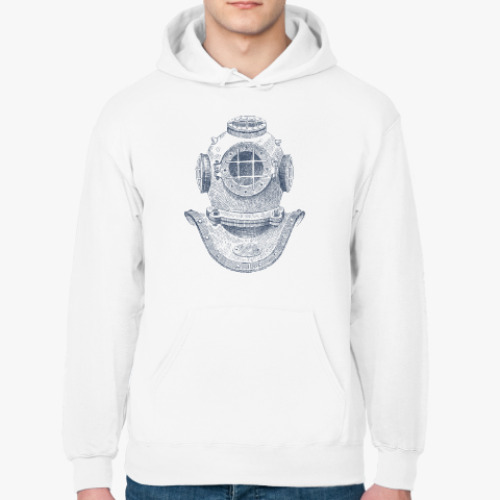 Толстовка худи с принтом Море винтаж акваланг