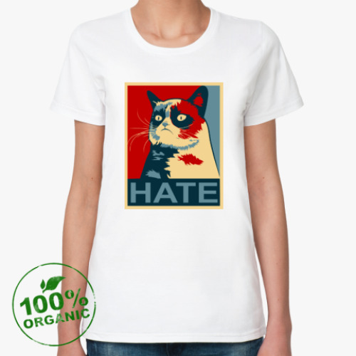 Женская футболка из органик-хлопка с принтом Hate