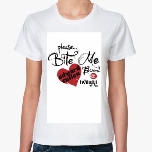 Классическая футболка с принтом Please,bite me