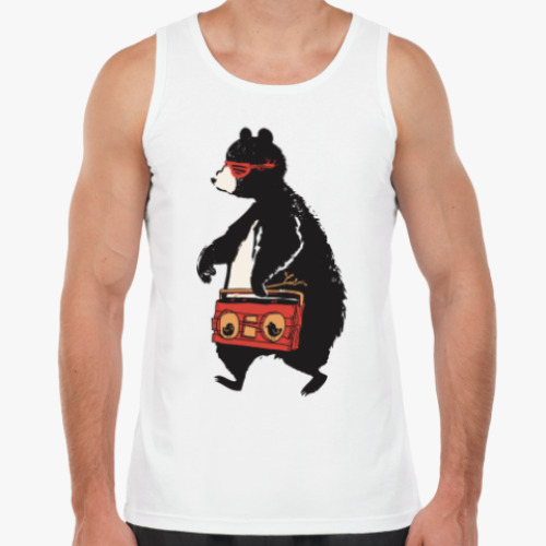 Майка с принтом Медведь с магнитофоном