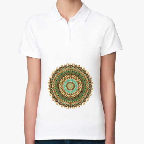 Женская рубашка поло (печать) с принтом Мандала