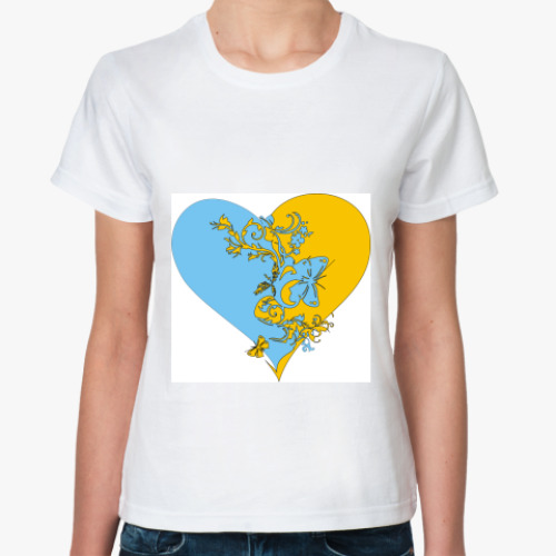 Классическая футболка с принтом сердце пополам