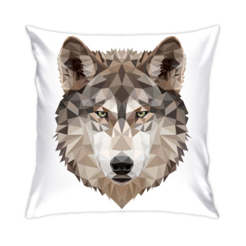 Подушка с принтом Low Poly Wolf (Волк)