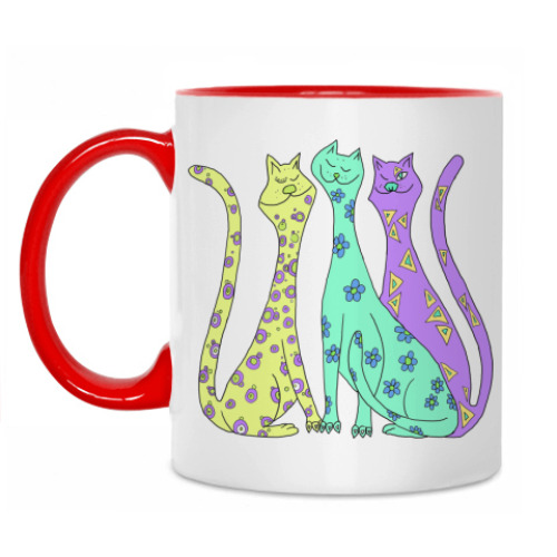 Кружка с принтом Коты Цвет