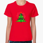 Классическая женская футболка Новогодняя ёлка