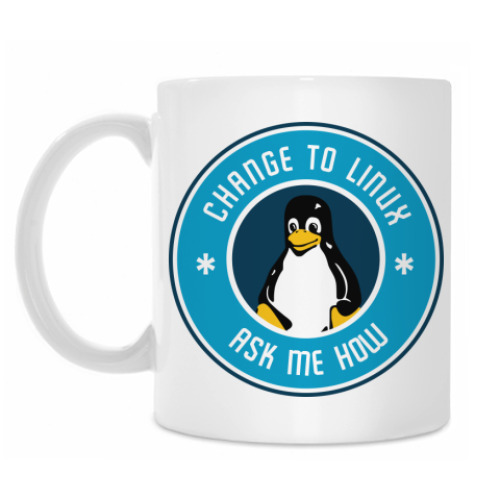 Кружка с принтом Change to Linux пингвин Tux