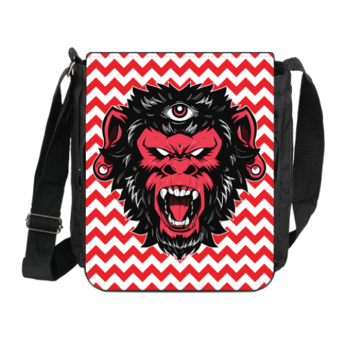 Сумка на плечо (мини-планшет) с принтом Crazy Monkey