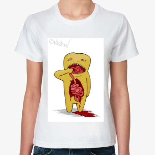 Классическая футболка с принтом обжора