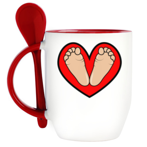 Кружка с ложкой с принтом Baby