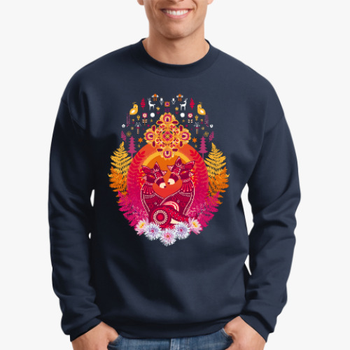 Свитшот с принтом Kitsune Together Forever