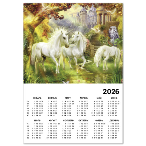 Календарь с принтом Страна единорогов