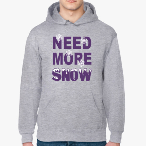 Толстовка худи с принтом Need more snow