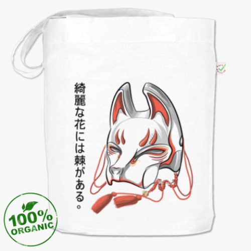 Сумка шоппер с принтом Кицунэ